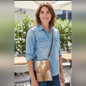 Elegant Brown and White Crossbody Bag